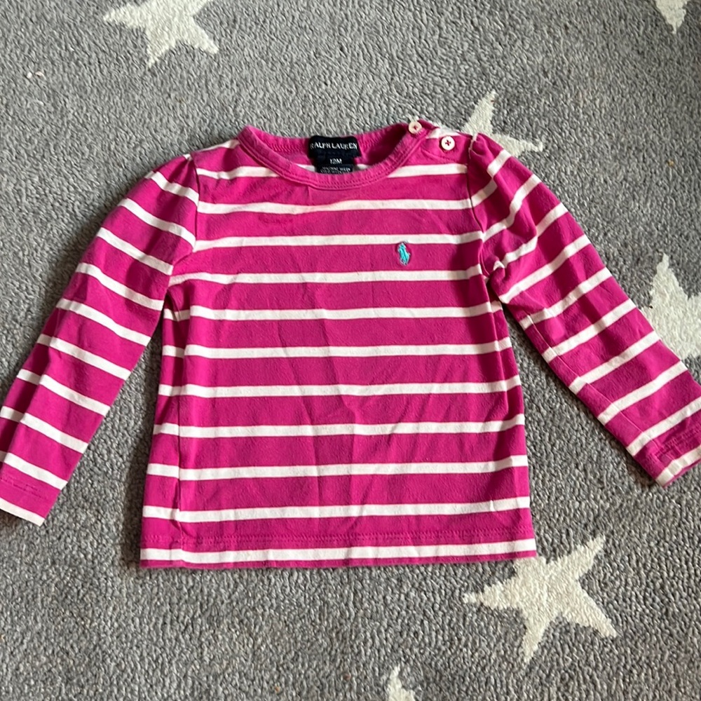 Ralph Lauren baby girl striped long sleeve shirt